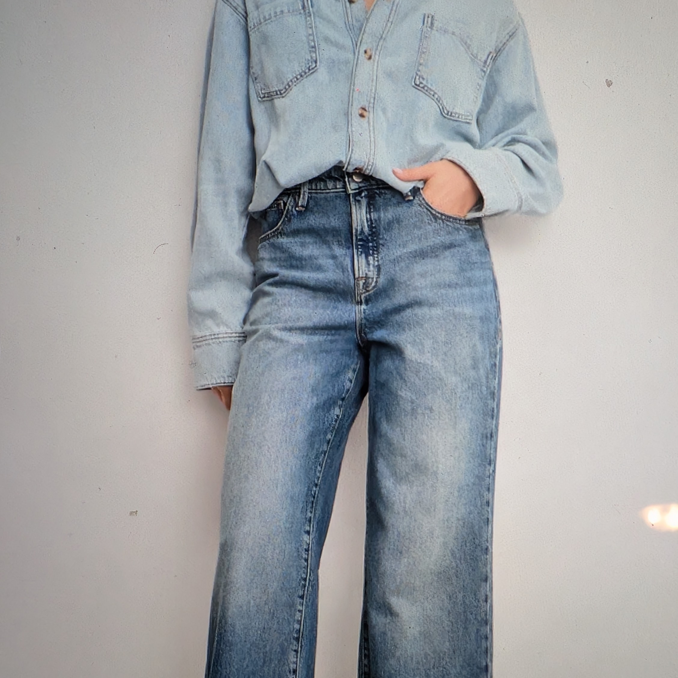New Good American Denim Shirt Jumpsuit